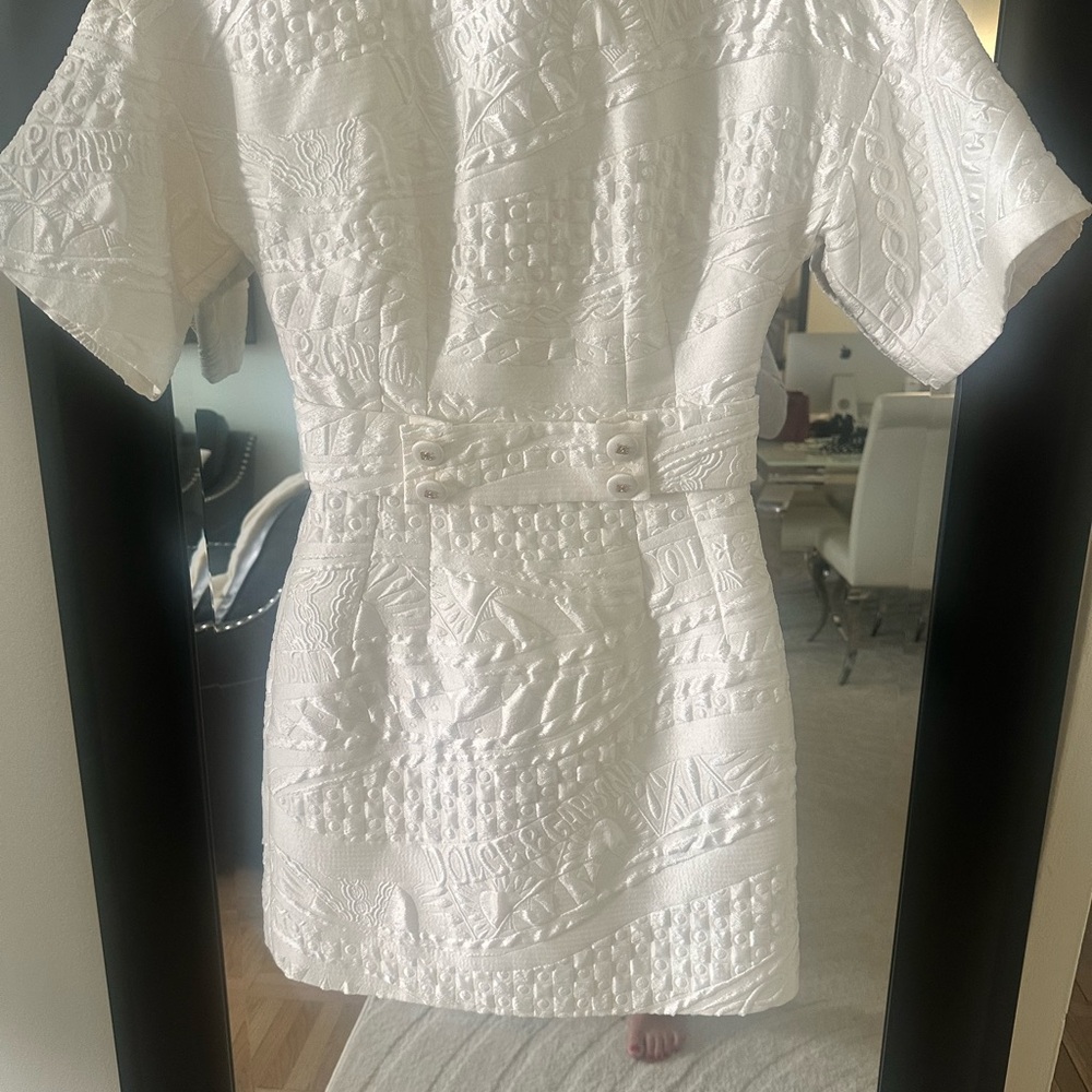 Dolce & Gabbana White Textured Mini Dress